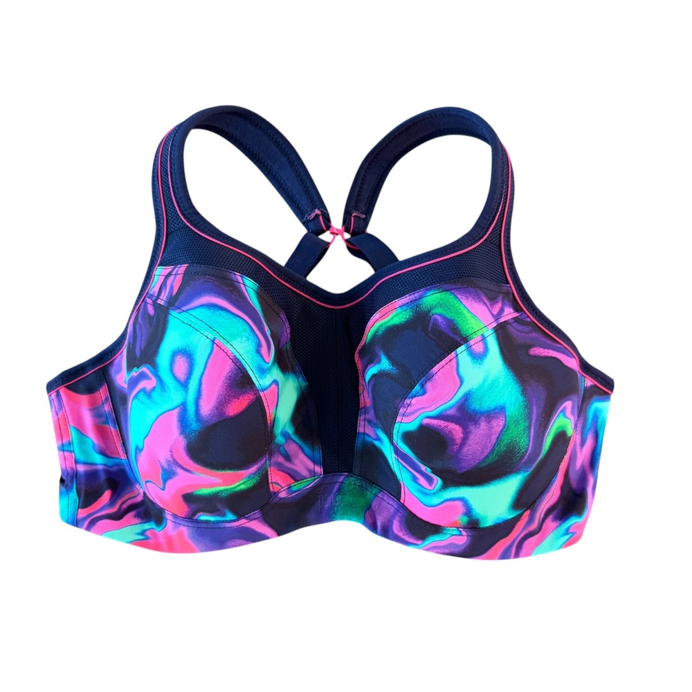 Panache Power Underwire Sports Bra 38D Cyber Swirl 5021A Supportive High Impact